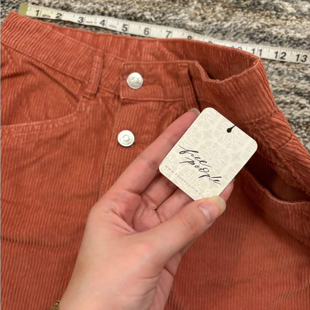 Free People Rust Corduroy Button-Front Mini Skirt - Picture 5 of 14
